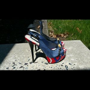 Nautical open toed heels