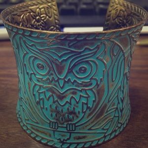 Turquoise Owl Cuff Bracelet