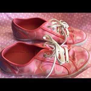 9 COACH pink sneakers used condition