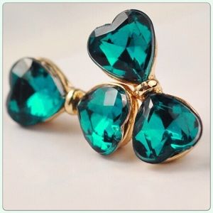 Emerald Green Crystal Bow Earrings