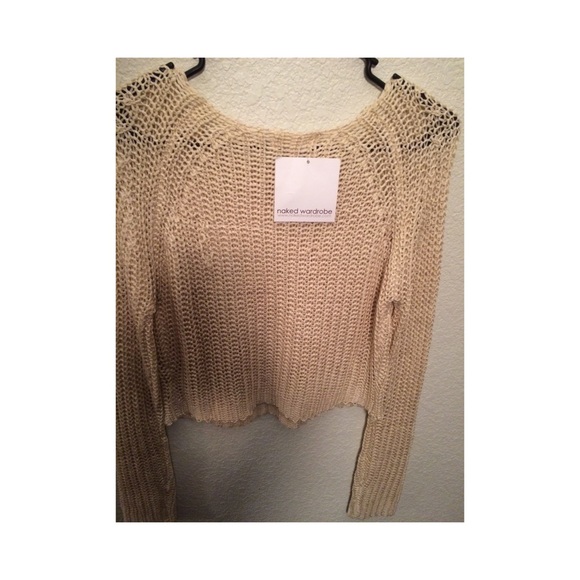 Naked Wardrobe Nude Knit Crop Top