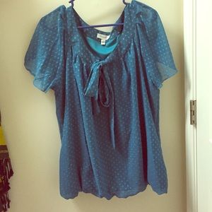 Dressbarn 18/20 turquoise polka dot blouse
