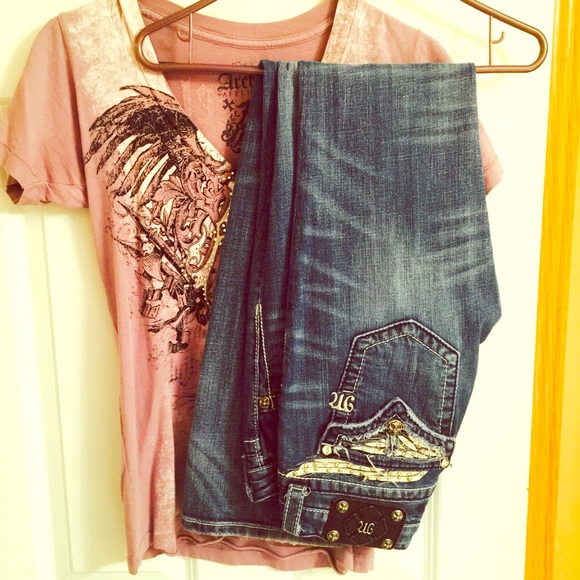 Miss me jeans and affliction tee