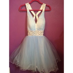 Stunning sky blue dress w/ rhinestone accents