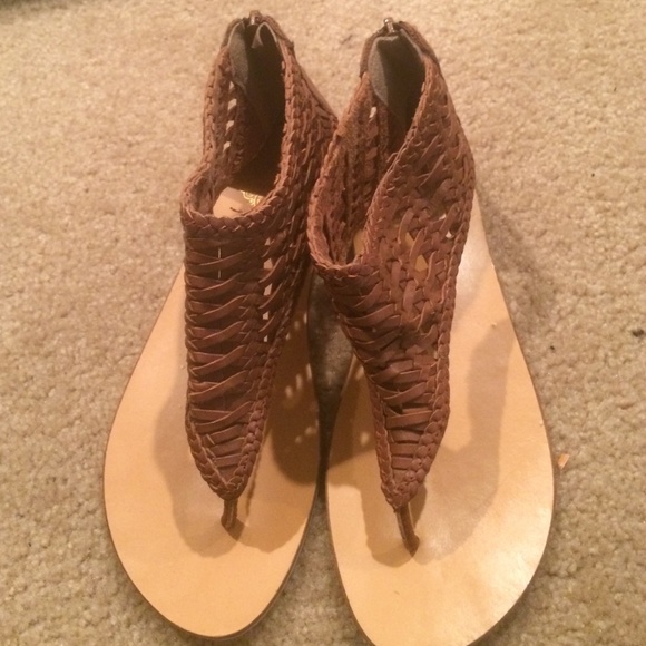 Brown woven sandals