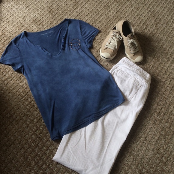 Calvin Klein Tops - Calvin Klein split neck cotton T-shirt