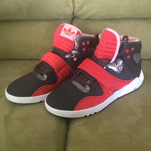 Adidas Brown/Coral Roundhouse HighTop Sneakers