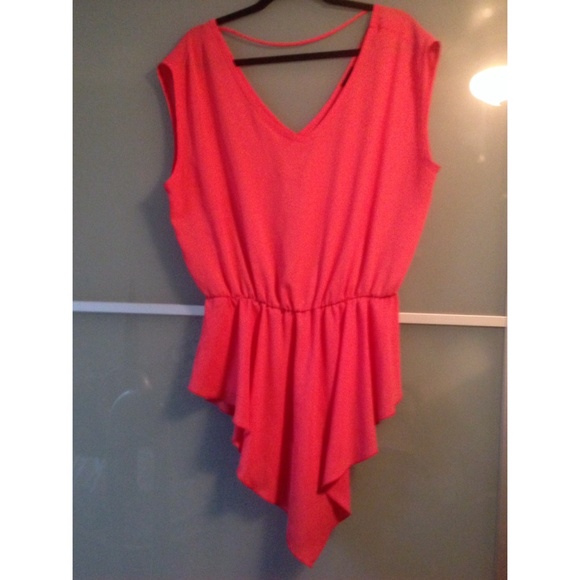 Coral top and destroyed denim bundle 💕