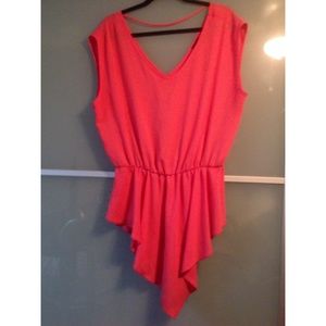 Coral top and destroyed denim bundle 💕