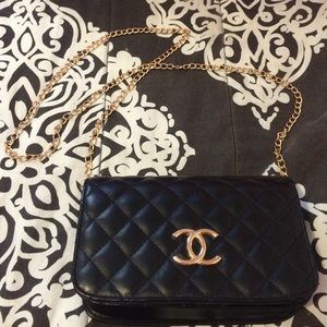 Cute small black quilted purse