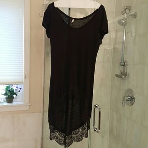 LF Black hi low lace top