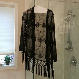 Black lace kimono