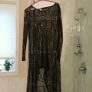 Black lace hi low top