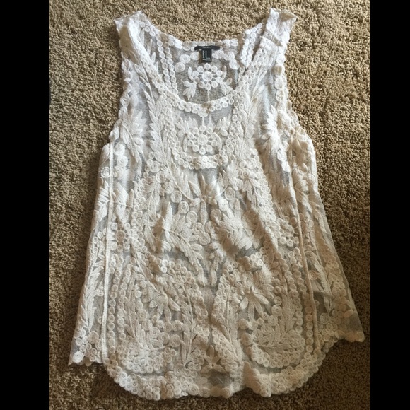 Creme sheer lace layering shirt/short dress