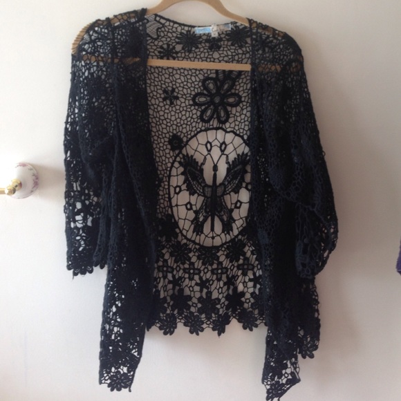 Black Crochet Cardigan