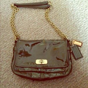 Olive Green Patent Leather Coach Bag