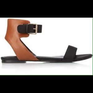Brown and black ankle sandals