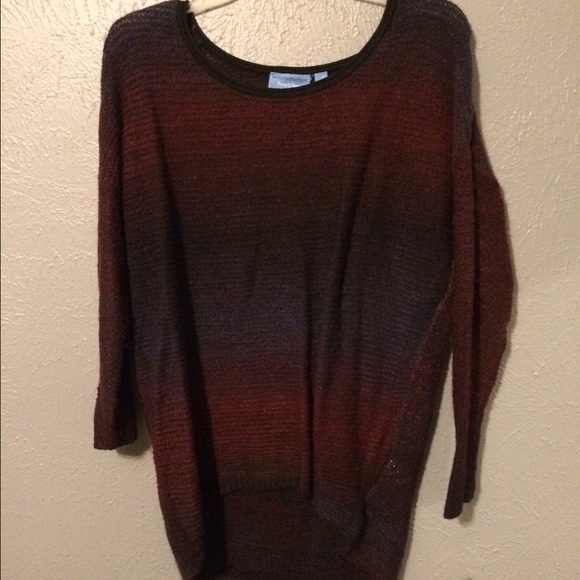 long sweater w blue and red ombré colors