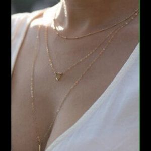 Triple triangle charm multilayered necklace