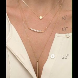 Triple pearl and circle multilayered necklace