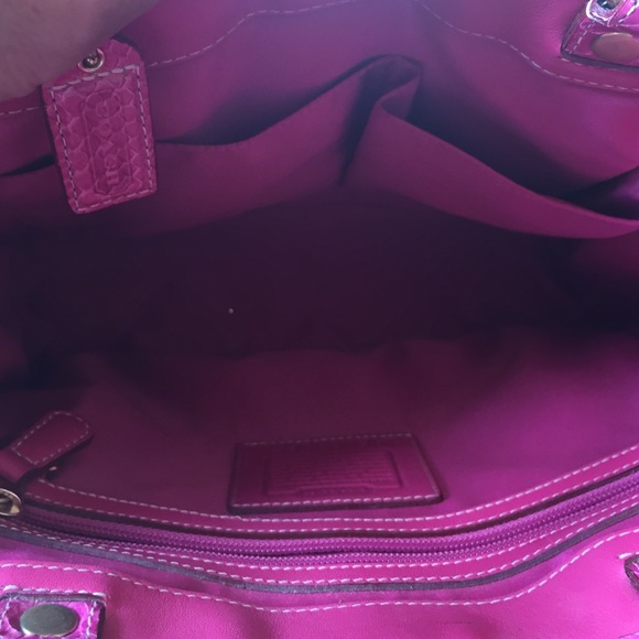 ⭐️SALE⭐️ Coach Pink Velvet and Python Handbag - Picture 3 of 4