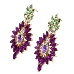 Emerald Crystal Marquise Stone Drop Dangle Earrings | Prom Earrings | L&M Bling