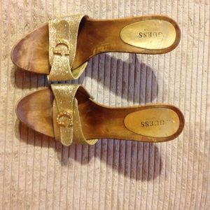 Gold Guess size 10 Sandals.