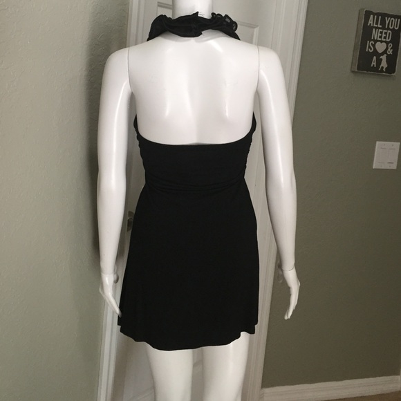 Black Ruffle Halter Dress - Picture 2 of 4