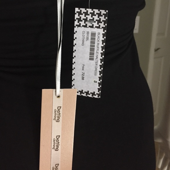 Black Ruffle Halter Dress - Picture 3 of 4