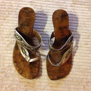 Gold Crystal sandals size 7.