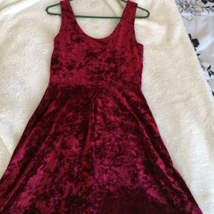 Red velvet sleeveless Skater dress