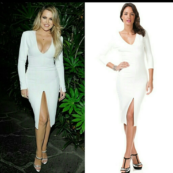 ❌SOLD❌Khloe Kardashian white Midi Dress