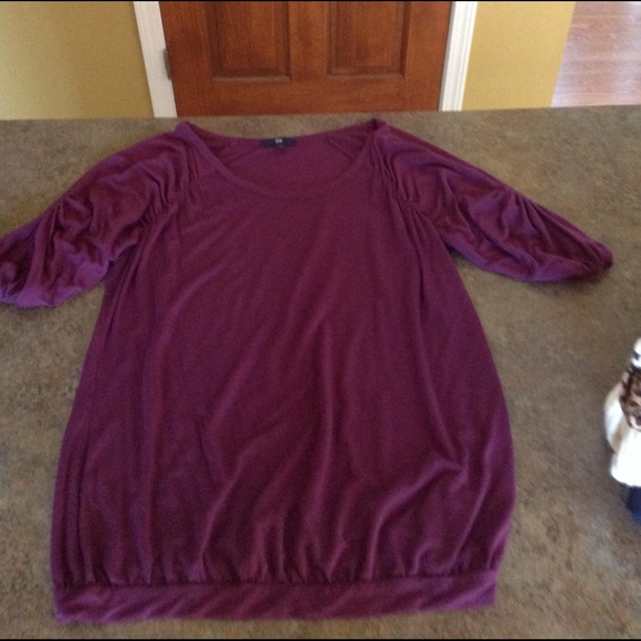 Purple Gap bloused bottom tee with ruched sleeves