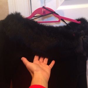 Fur neckline with satin bow Bebe sweater
