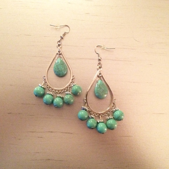 Silver Earring with Turquoise Beads