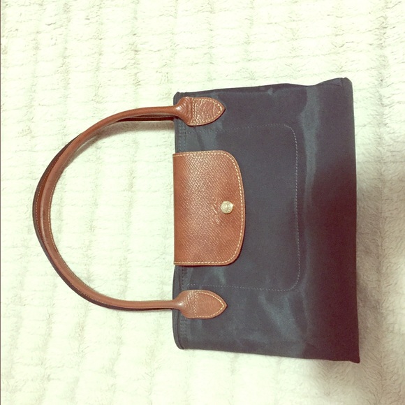 (Sold) Long champ medium size navy blue tote