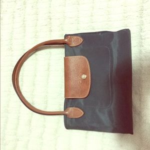 (Sold) Long champ medium size navy blue tote