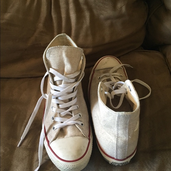 TAN CONVERSE HIGH TOPS
