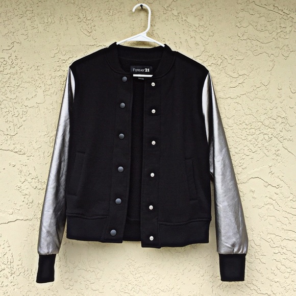Forever 21 Jackets & Blazers - Varsity Black Metallics Jacket