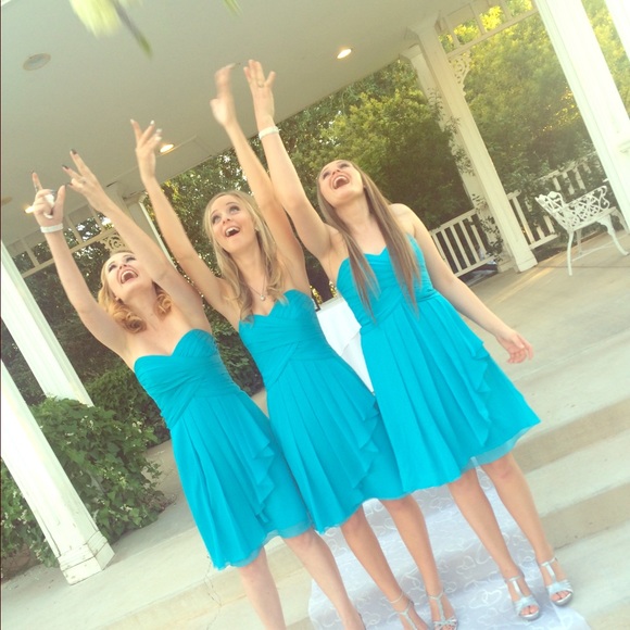 Formal light blue strapless dress