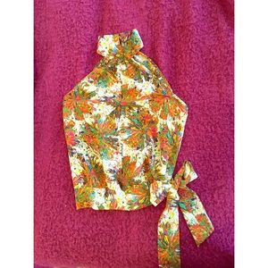 Turtleneck Strapless Tie Color Blast Blouse