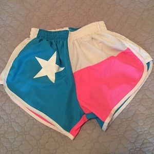 Tyler's Texas Running Shorts in Blue, Pink & White