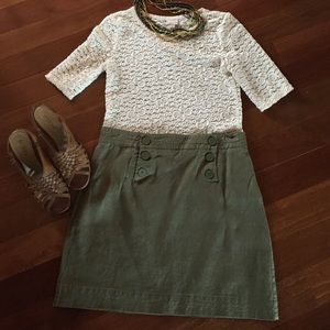 Max Studio army green linen skirt size 6
