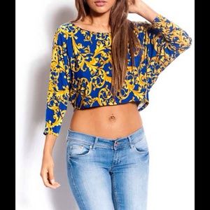 Blue and gold crop top