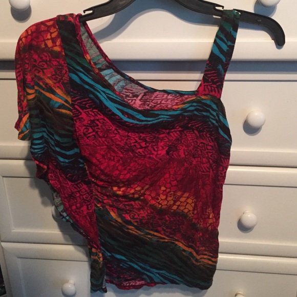 Colorful One Shoulder Top - Picture 2 of 2