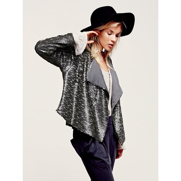Free People Drippy Sequin Jacket. - Picture 2 of 6