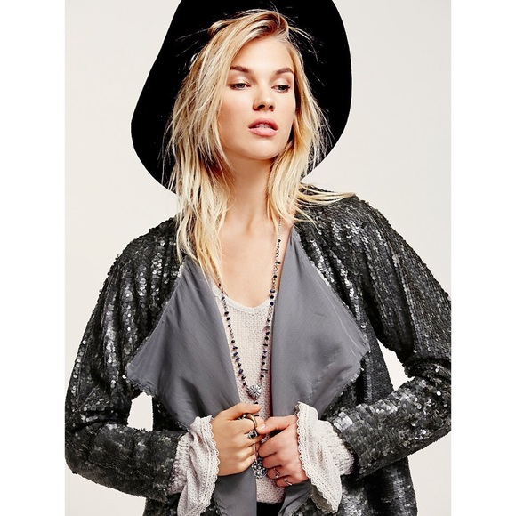 Free People Drippy Sequin Jacket. - Picture 4 of 6