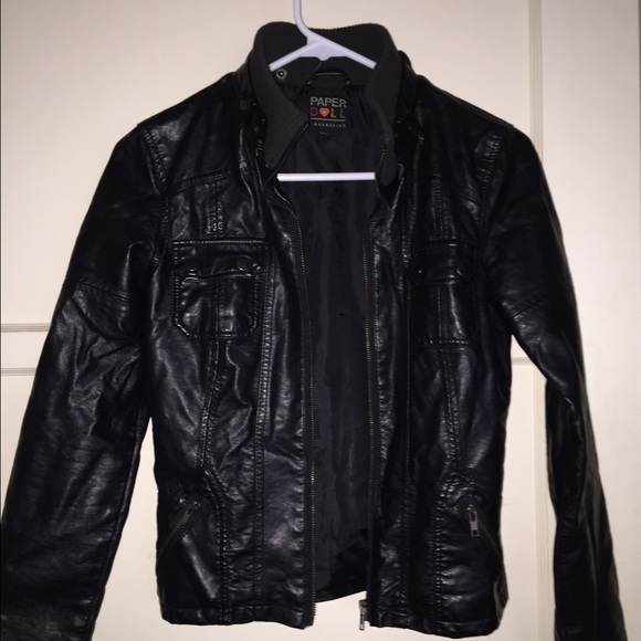 Black leather jacket size small