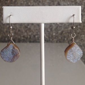 Purple Druzzy Earrings Sterling Silver