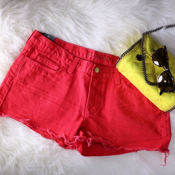 J Brand Red Denim Cut Off Shorts NWT